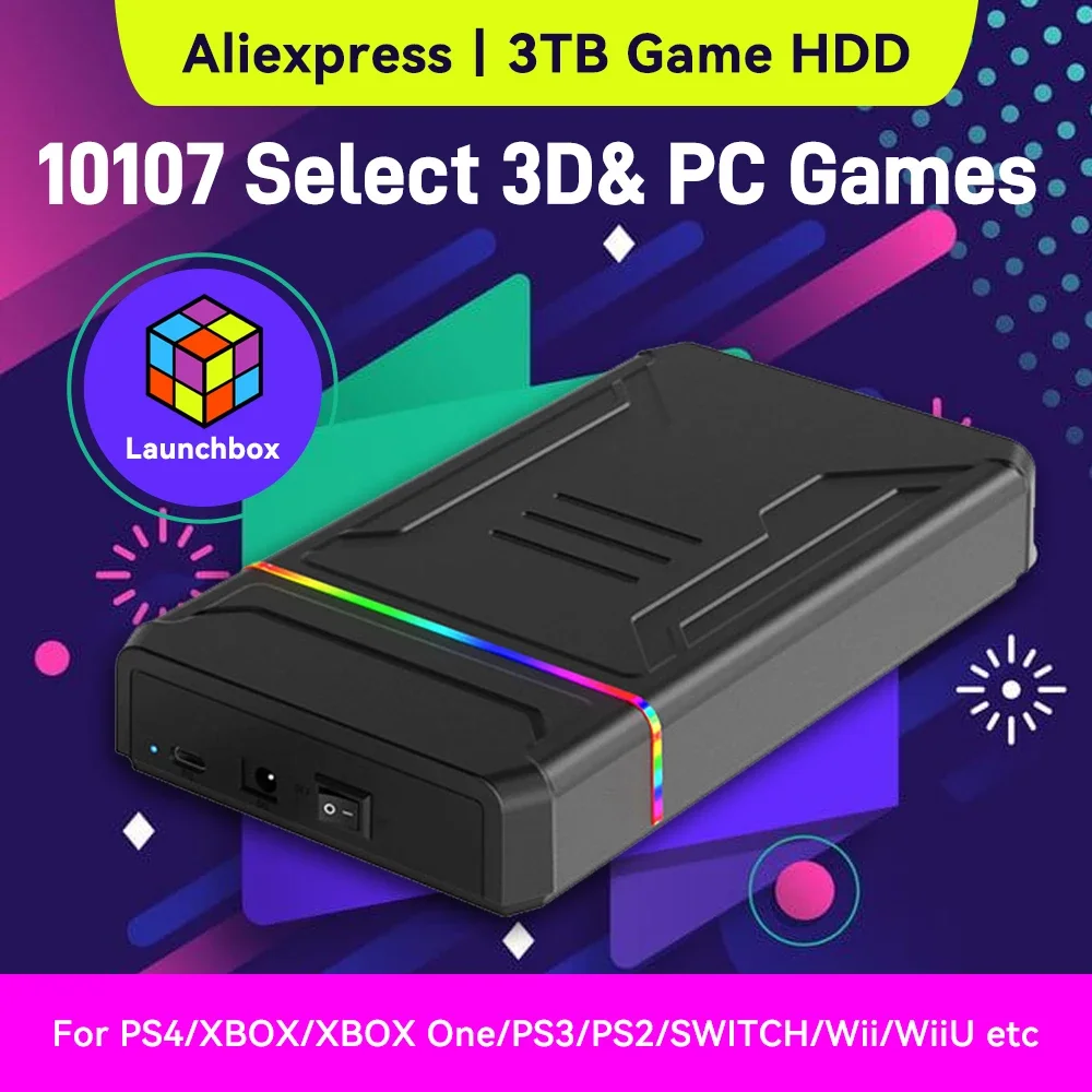 Gaming Console.Emulators - HDD Portátil para Jogos Launchbox de