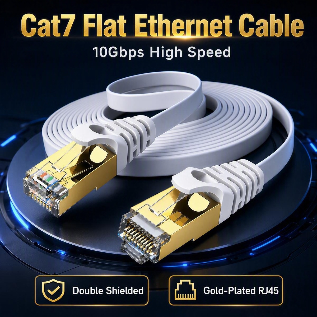 Lan Cable Gaming - Cabo Ethernet Cat7 Plano 10Gbps Duplamente