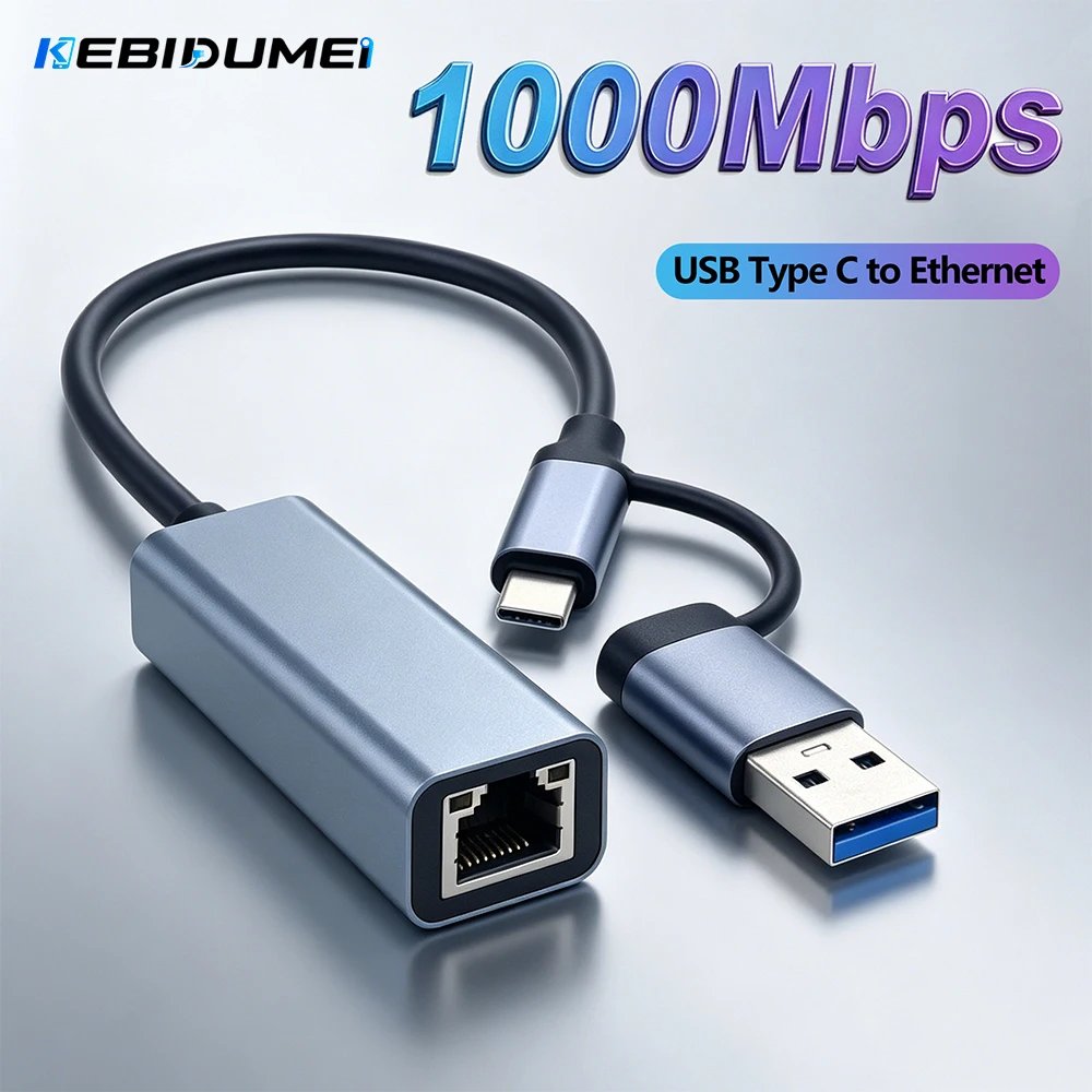 Lan Cable Gaming - Placa de Rede Kebidumei 1000Mbps USB