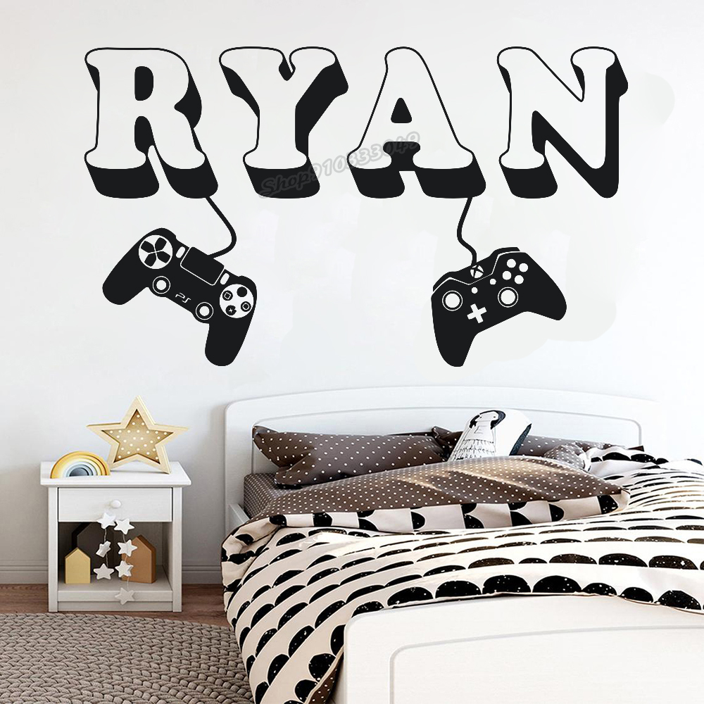 Gaming Console Room - Adesivo de parede gamer com nome